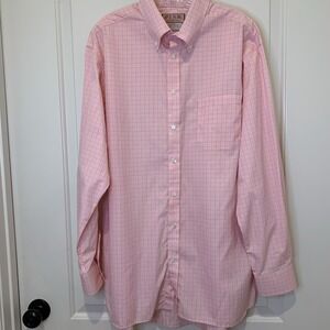 Thomas Pink Dress Shirt Mens 17 35 Superfine 170s Cotton Pink Check Made Ireland